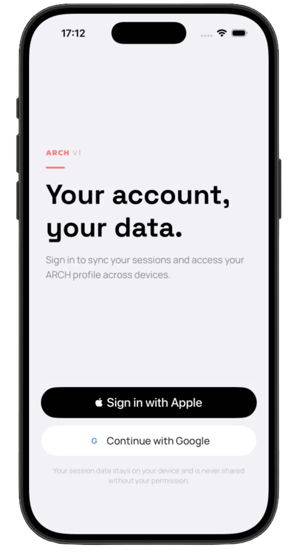 Sign-in screen with Apple and Google options
