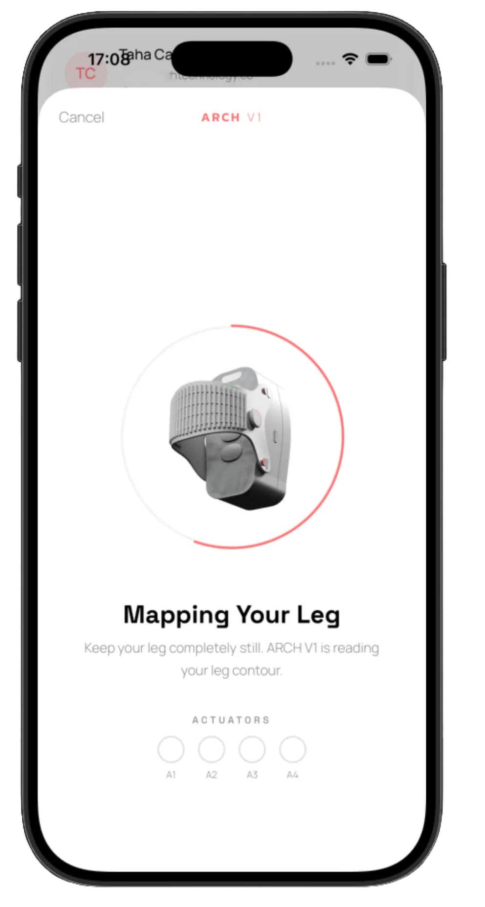 Calibration: the device reads the calf contour