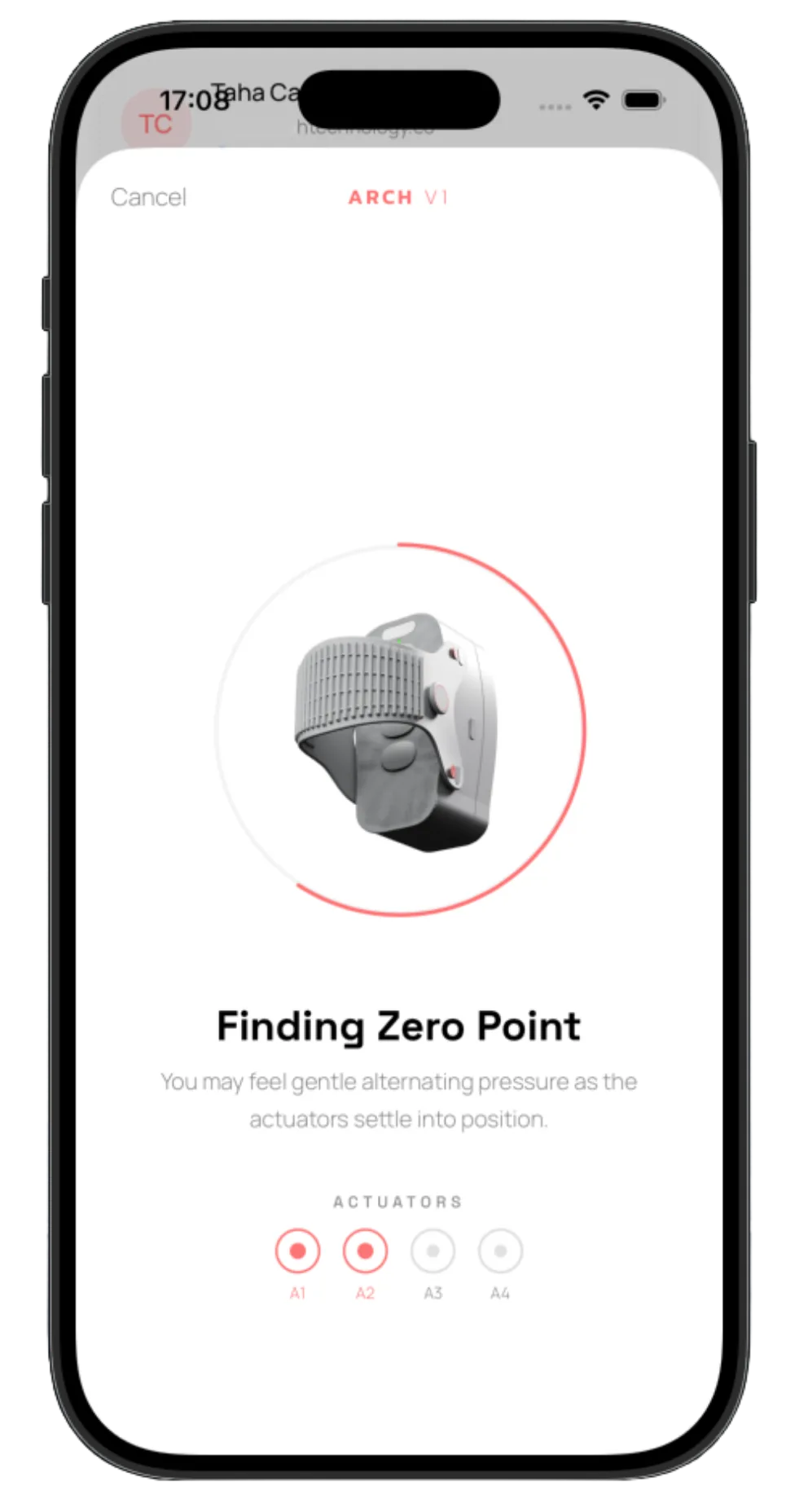 Calibration: finding the zero point across the four actuators