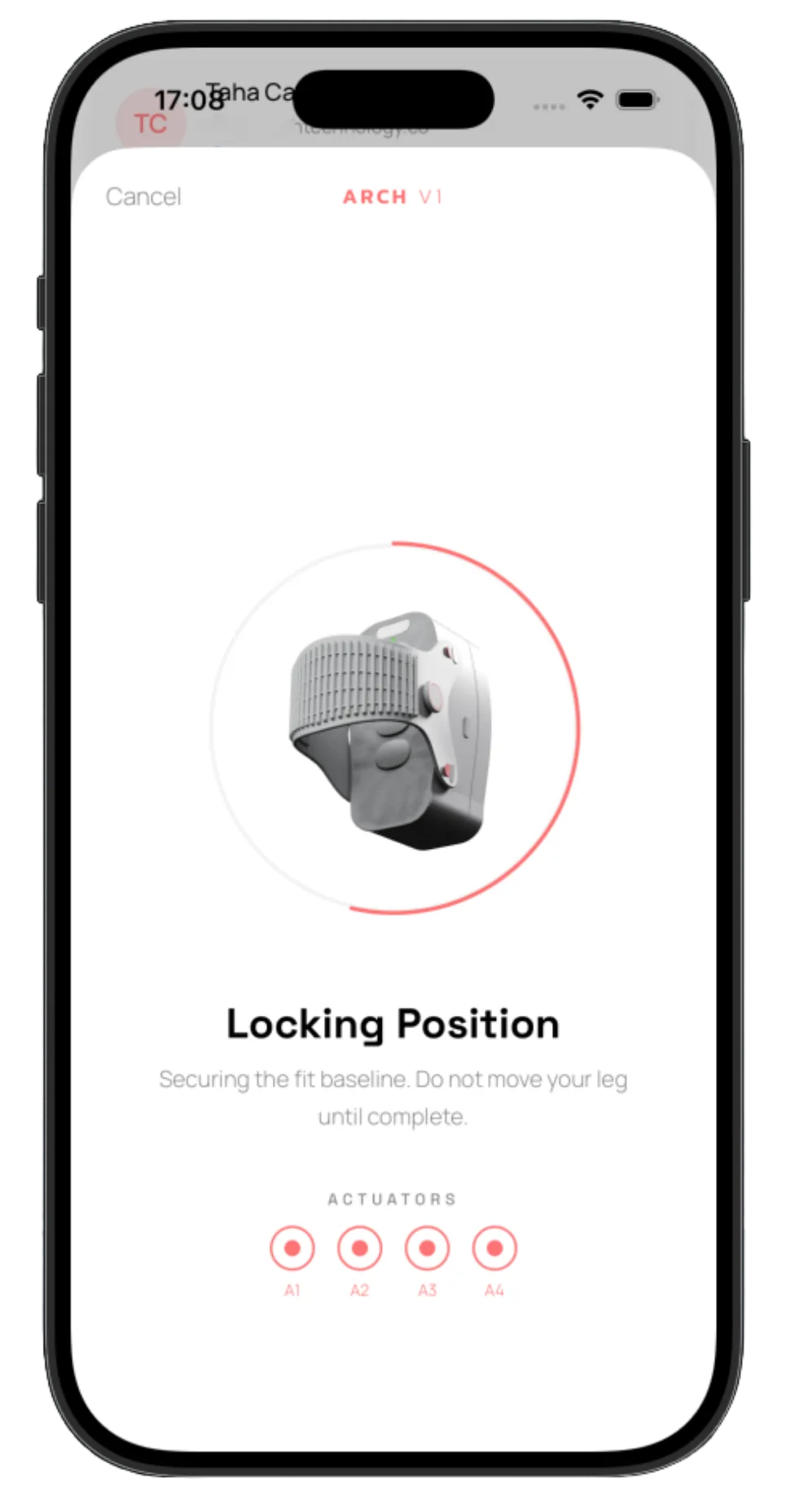 Calibration: the device locks the position it found