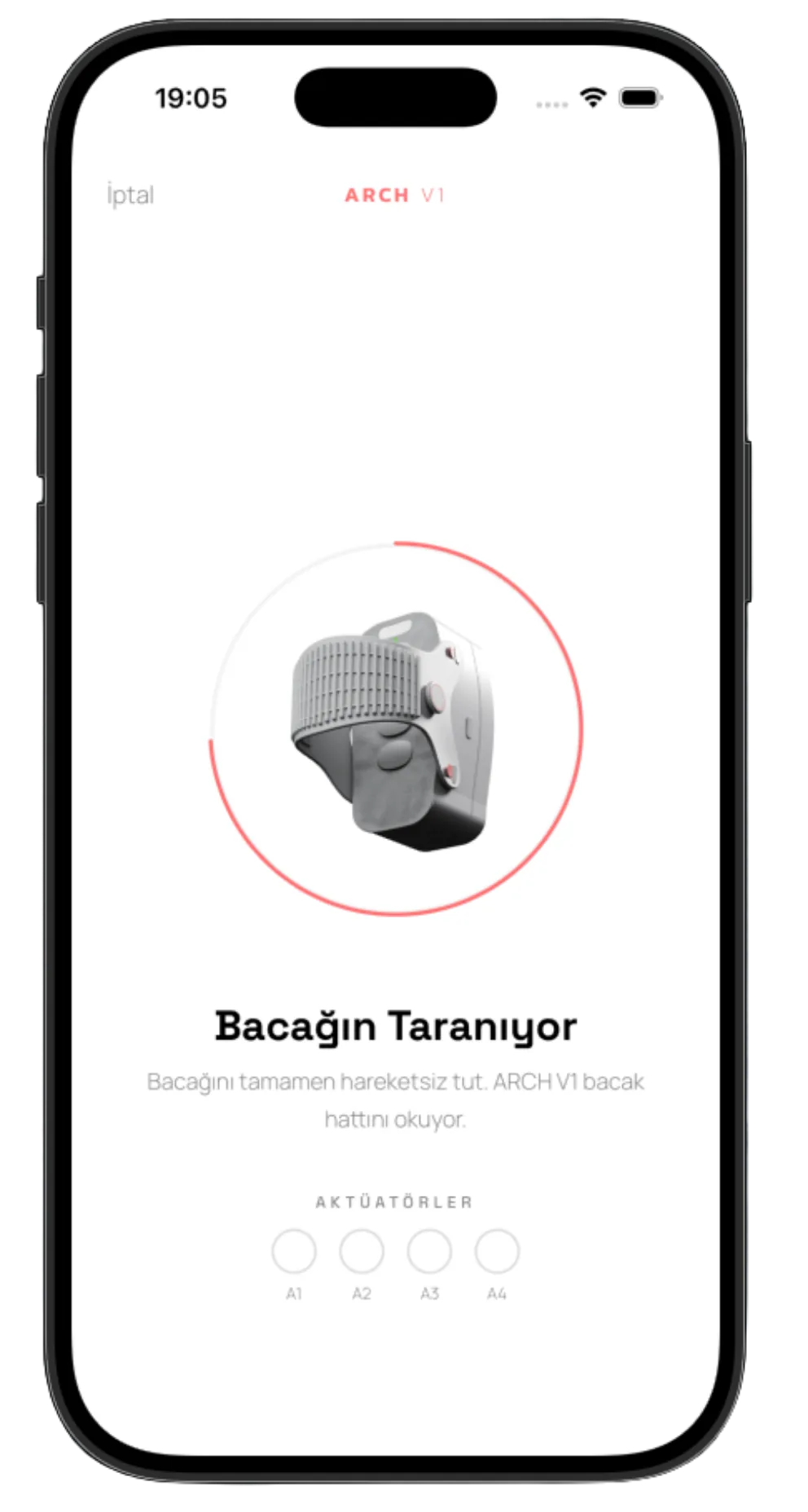 Kalibrasyon: cihaz baldır hattını okuyor
