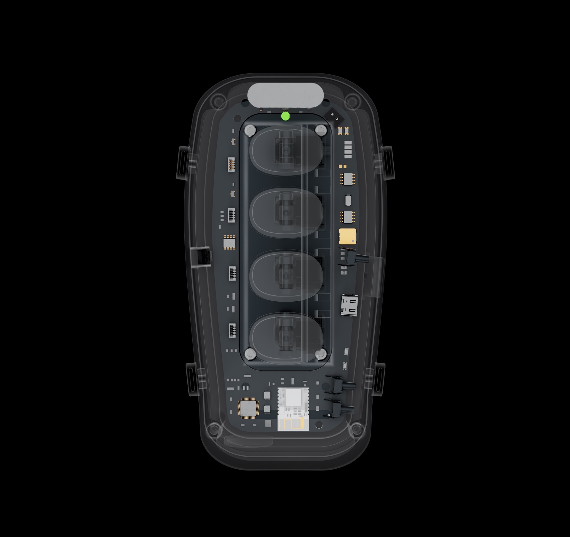 Transparent view showing internal components of the ARCH device